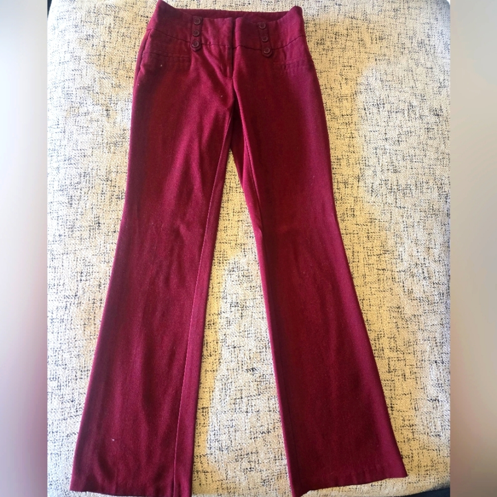 Maroon Dress Pants Straight Leg